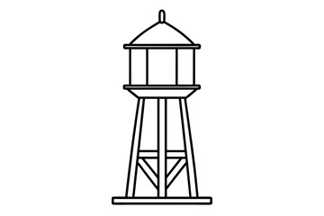  Water tower line art vector illustration