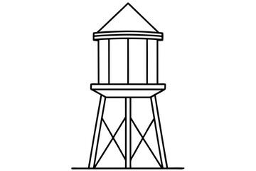  Water tower line art vector illustration