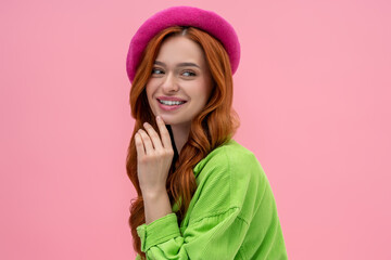 Beautiful young woman looking cute and looking aside