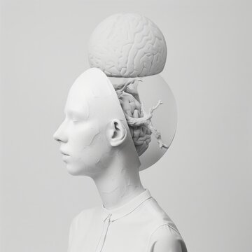 Conceptual image of woman's brain profile