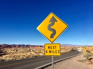 Road sign in the desert