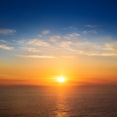 Obraz premium Sunrise or Sunset: A horizon scene with the sun rising or setting, providing a large area of sky for adding text or showcasing products against a beautiful backdrop