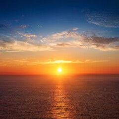 Fototapeta premium Sunrise or Sunset: A horizon scene with the sun rising or setting, providing a large area of sky for adding text or showcasing products against a beautiful backdrop