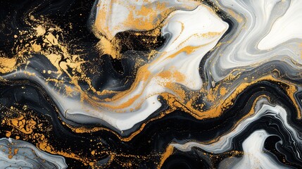 Obraz premium Abstract marble background fluid art painting alcohol ink style with a mix of black, gold colours. Beautiful swirl marble background.