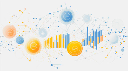 Fototapeta premium Abstract white background with pastel colorful charts and graphs with statistics to analyze business potential and forecast future development of companies growth.