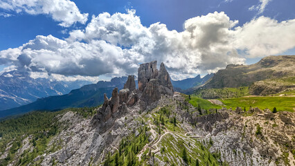 landscape in the mountains cinque torri