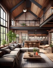 Fototapeta premium Interior of a cozy industrial design loft