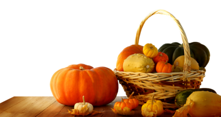  Fresh ripe pumpkins on wooden table cutouts