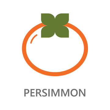 persimmon, persimmon line icon vector illustration.  Line vector icon on white background. High quality design element. Editable linear style stroke. Vector icon.
