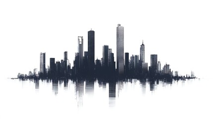 Fototapeta premium white background hi-tech city silhouette 2D