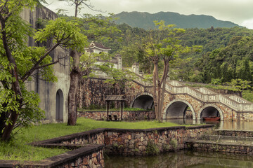 Natural and architectural details in Yen Tu mountain in Quang Ninh, Vietnam