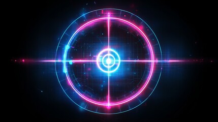 Colorful digital target design with glowing rings and bright accents