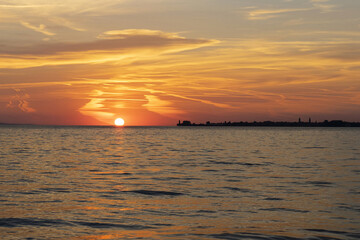 Sunset and golden hour over Lindau Bodensee / Lake Constance