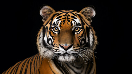 Majestic Tiger Standing on Black Background