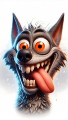 Crazy wolf cartoon