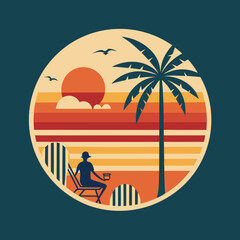 Minimalist t-shirt design for summer essence silhouette vector art illustration