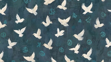 Fototapeta premium subtle textured background with a soft light and white dove birds signs of peace 