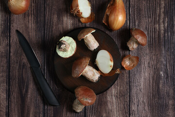 Mushroom picking. Autumn mushroom picking. White mushroom