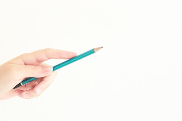 hand holding pencil