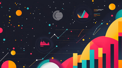 Fototapeta premium Abstract white background with pastel colorful charts and graphs with statistics to analyze business potential and forecast future development of companies growth.