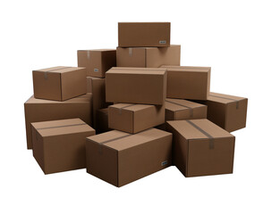 Fototapeta premium Stacked Cardboard Boxes on Transparent Background