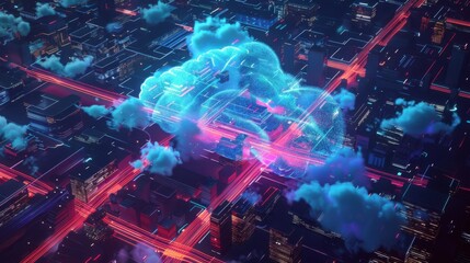Fototapeta premium 3d concept of big data cloud storage