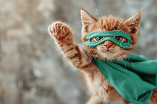 Superhero Kitten in the Morning