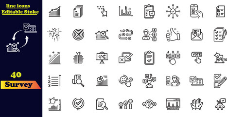 survey line icons. Editable stroke. For website marketing design, logo, app, template, ui, etc. Vector illustration.