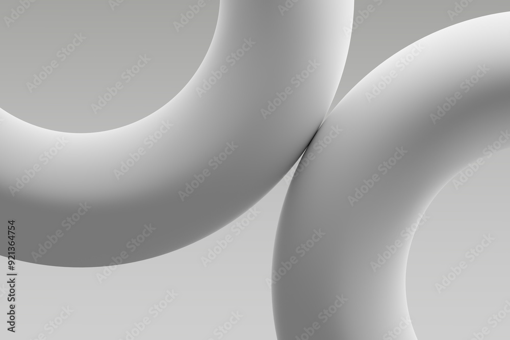 Wall mural abstract view of two interlocking white shapes on a light background