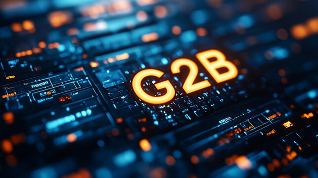 "G2B" displayed on a background of a government grant application process, with businesses applying online