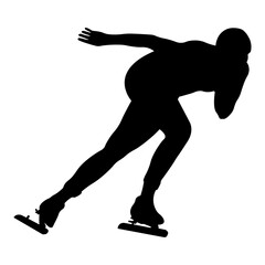 Skating sport.Silhouette of skater athlete.Winter sport.Vector illustration.