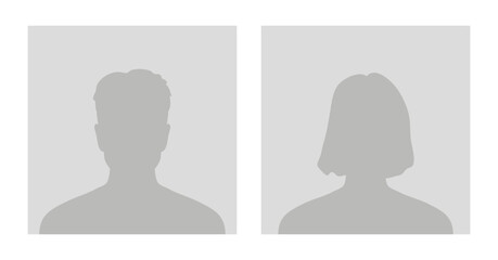 Default avatar profile icon. Gray placeholder. Man and woman