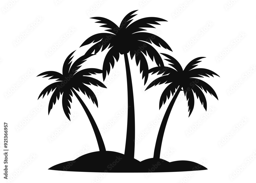 Wall mural palm tree silhouette vector illustration