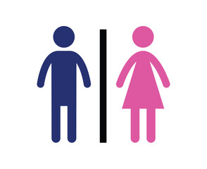 Toilet restroom sign element vector icon for public navigation symbol. Male Blue and female pink color.
