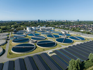 Waste water treatment plant, Harnaschpolder, The Netherlands, aerial video.