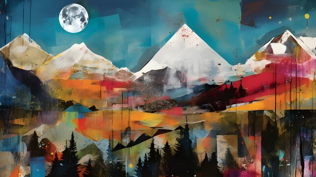 COLORFUL PAINTED MOUNTAIN LANDSCAPE