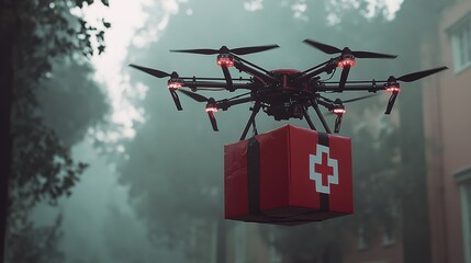 drone brings emergency aid supply drop