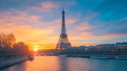 Sunset over the Eiffel Tower