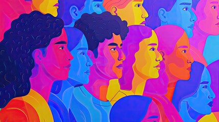 A group of people with different colored hair and faces