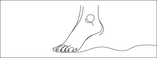 Line feet. Woman ankles and legs with heels and fingers. Beauty or medicine human body infographic elements. Spa skin care and pedicure. Naked foot soles. Vector barefoot sketches set