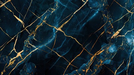 Dark marble surface with golden veins showcasing intricate patterns and textures