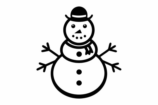 recommend clip art: Black line art Christmas snowman silhouette