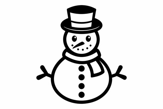 recommend clip art: Black line art Christmas snowman silhouette