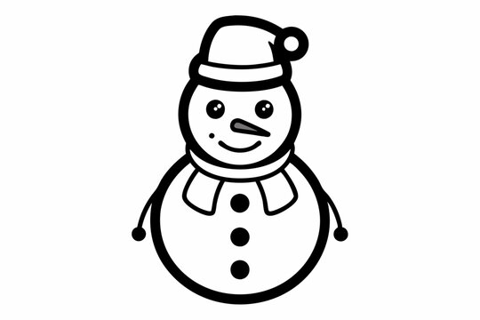 recommend clip art: Black line art Christmas snowman silhouette