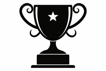 Trophy  black icon silhouette,Winning award black line art outline Trophy cup icon vector illustration