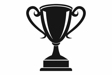 Trophy  black icon silhouette,Winning award black line art outline Trophy cup icon vector illustration