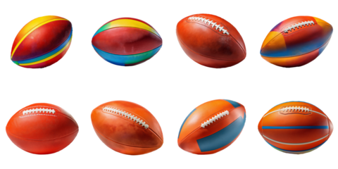 Collection of Colorful American Footballs