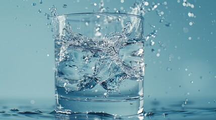 A glass of water is splashing in the air