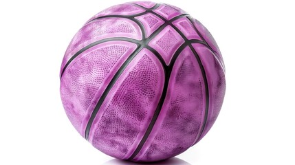 A pink basketball with a black rim