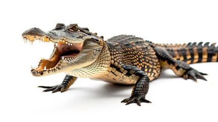 Fototapeta premium A crocodile displays its powerful jaws in a close-up encounter